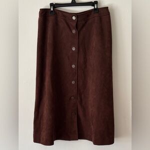 Cato Chocolate Brown Faux Suede Midi Skirt